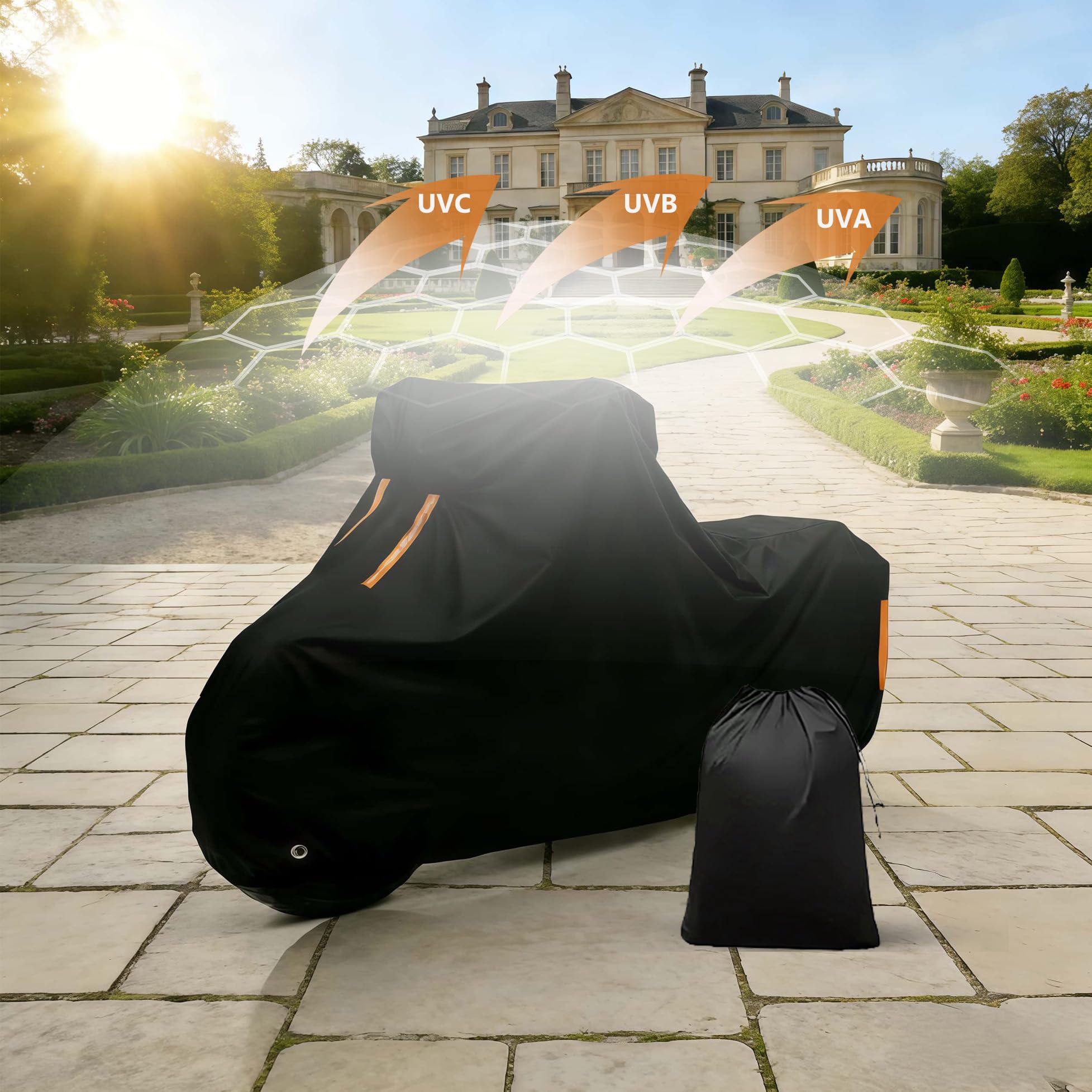 wasserdichte Motorradabdeckung,für Luxxon Eco ECO丨210D Motorradgarage Motorrad Abdeckplane Outdoor Kratzfest UV-beständig für alle Jahreszeiten geeignet