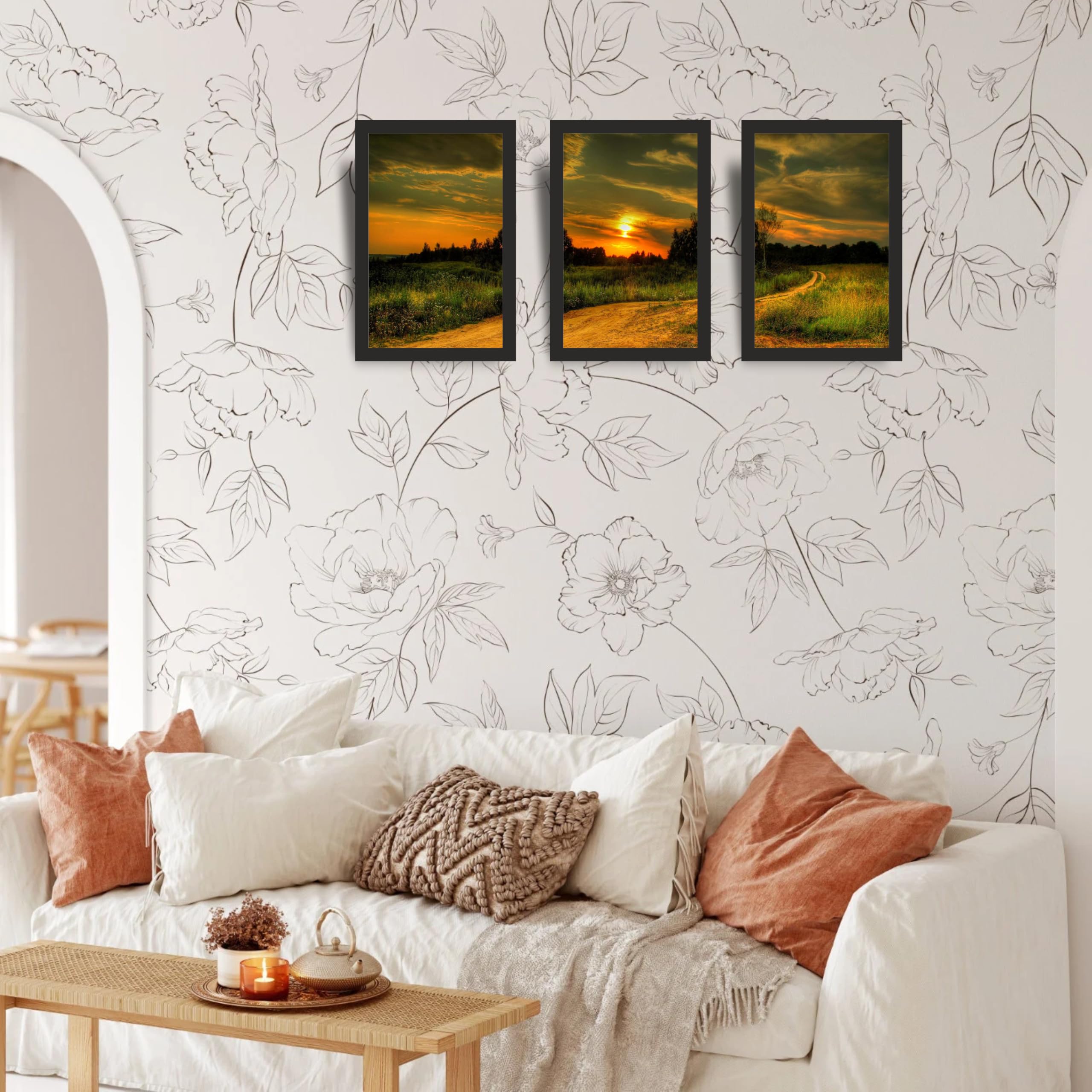 Sunset Meadow Path Wall Art Set of 3