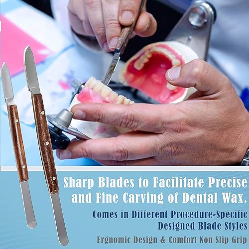 Miniatura 4 de A2Z Scilab Fahenstock Dental - Cuchillo grande y pequeño, espátula para modelar, laboratorio, cera, 2 piezas, cuchillas de acero inoxidable con