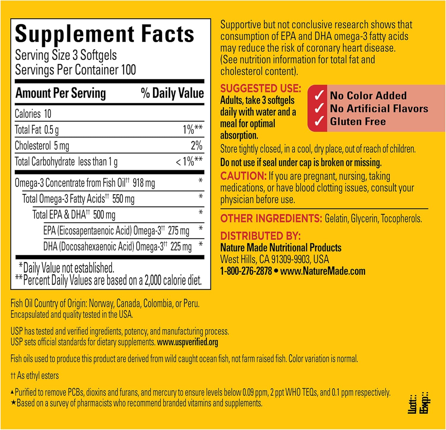 Nature Made Omega 3 Fish Oil Supplements, 550mg Per Serving, Fish Oil Omega 3 Supplements as Ethyl Esters for Healthy Heart Support, 300 Softgels, 100 Day Supply