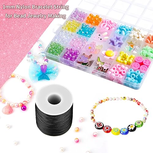 Miniatura 8 de Kblick Cordón de nailon rojo  0.039 in 100 yardas trenzadas para hacer pulseras, collar de nailon, hilo de joyería, cuerda de cuentas de arcilla