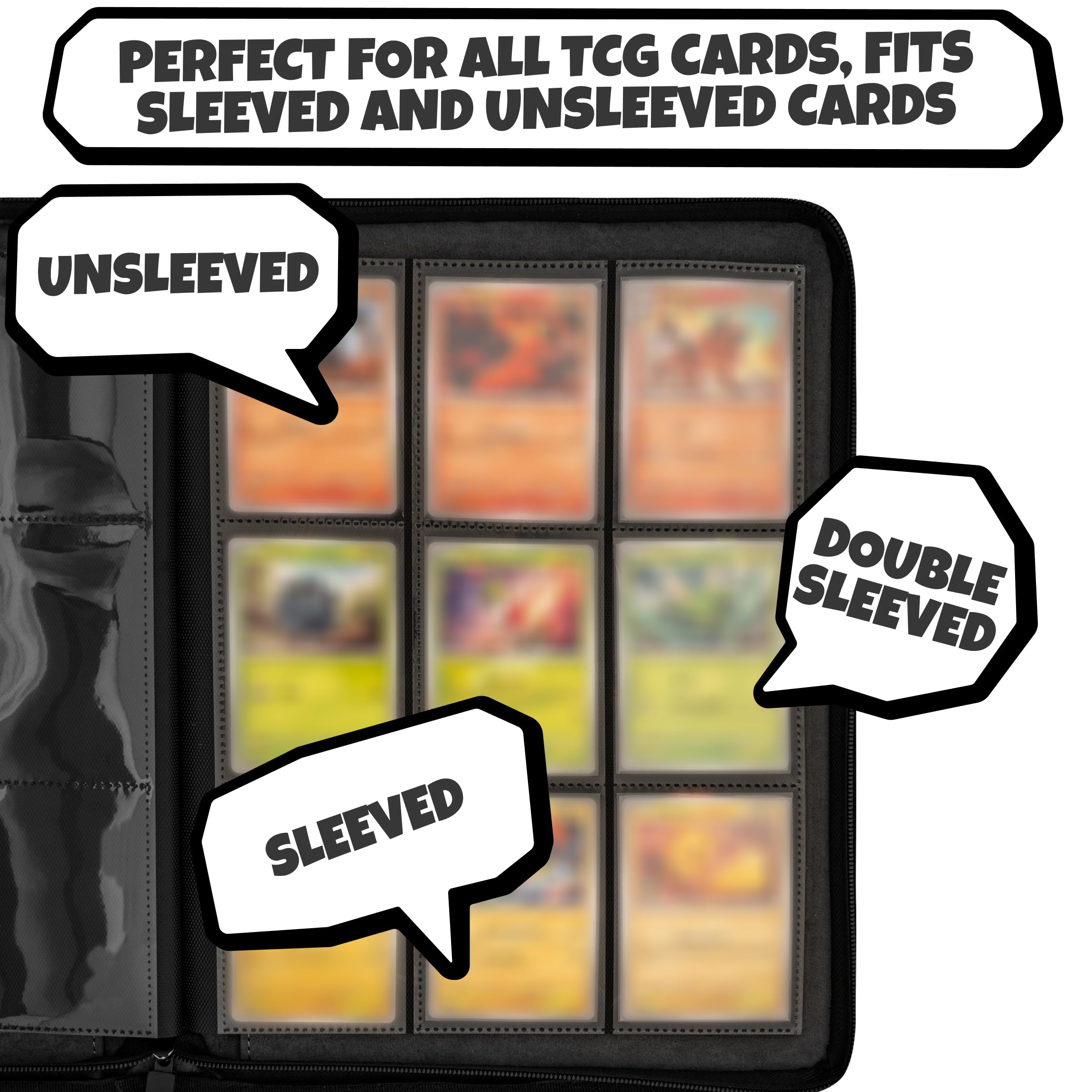 Amazon.com: 3D Card Binder for Pokemon - Stunning 3D Raised Pk Types Design  in PU Leather with Zipper