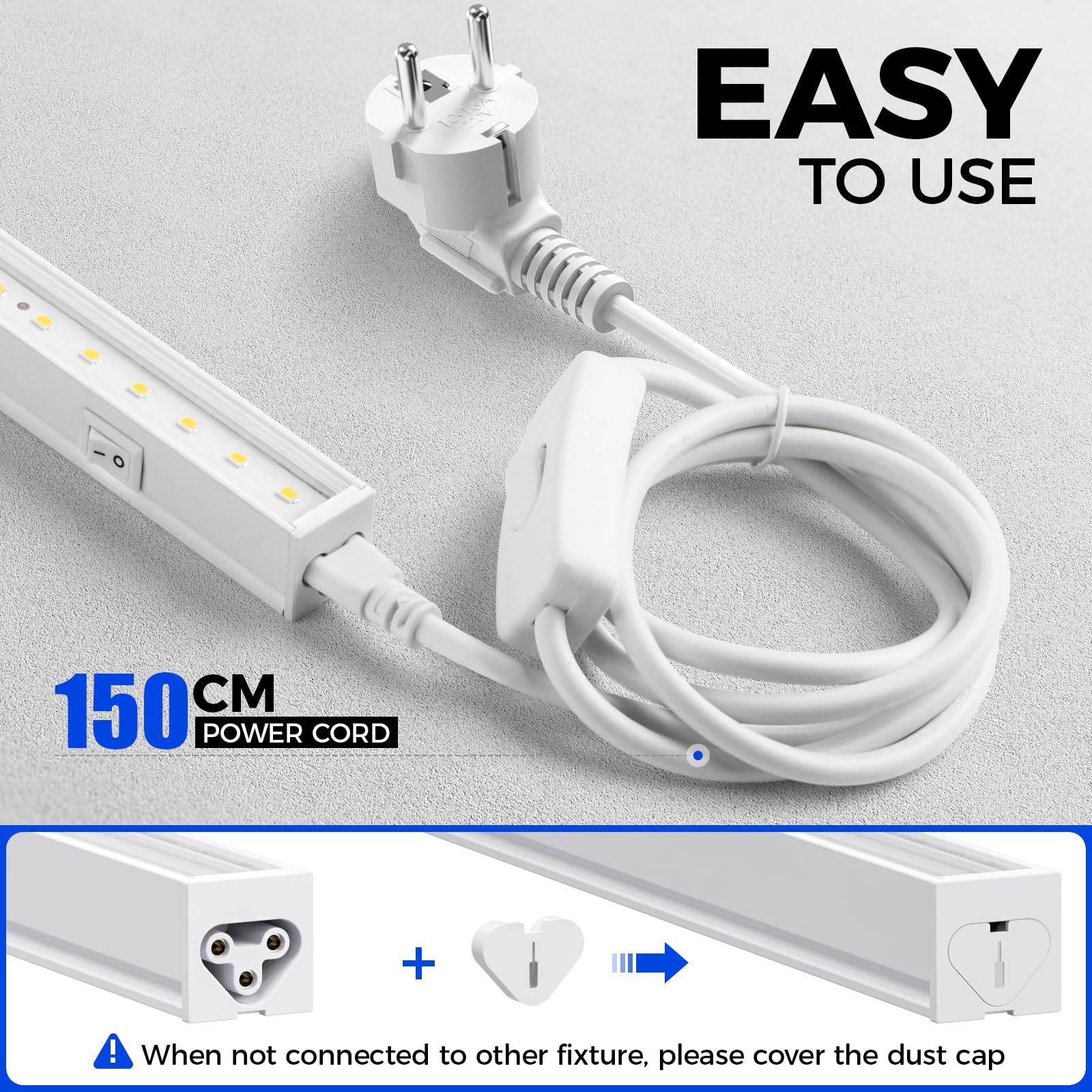 Barrina Lampada per Crescita T5, 59 cm, luce solare gialla a spettro completo, 40 W (4 x 10 W), lampade LED per piante 2FT con interruttore on/off, collegabili, serra, plug and play, 4 pezzi