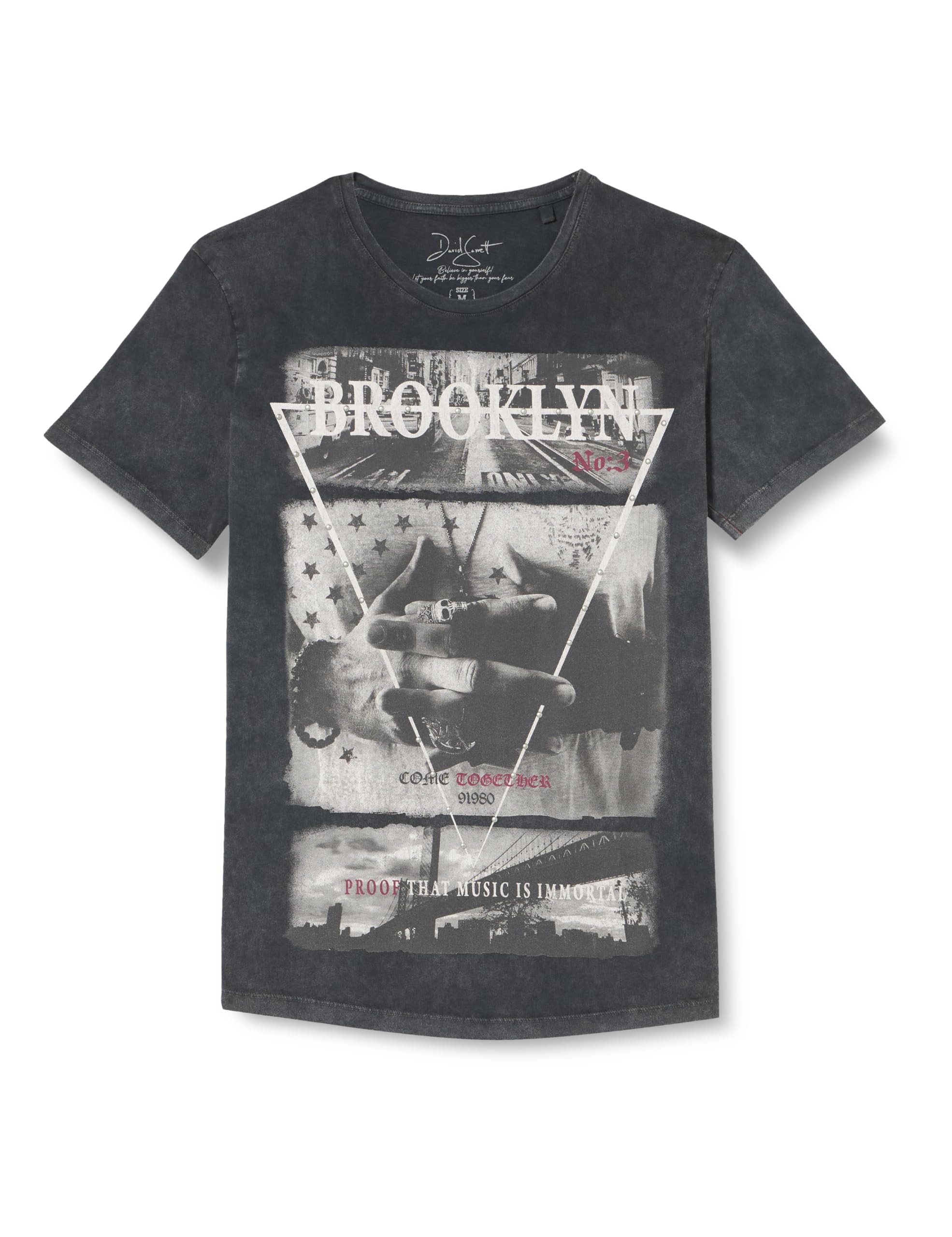 KEY LARGO Herren T-Shirt 'MT Human Nature' – Urbanes Design Mit Brooklyn-Print Aus 100% Baumwolle
