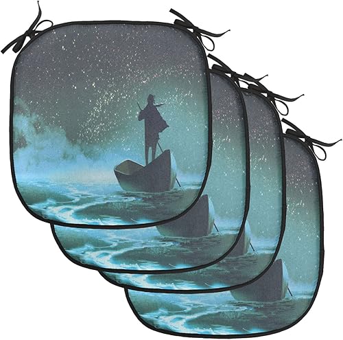 Miniatura 85 de Lunarable Cojín retro para silla, dibujo de chica a la moda en tierra primavera campo margaritas arte, acolchado de asiento para cocina y patio con