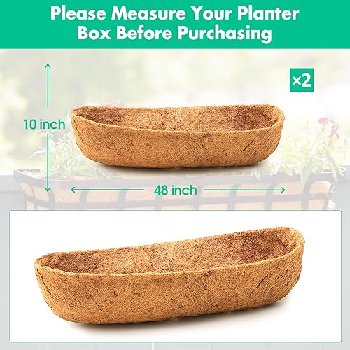 Miniatura 2 de Revestimiento de coco para macetas, 2 piezas de 48 pulgadas, revestimiento de fibra de coco natural para cestas de macetas, forro de repuesto de