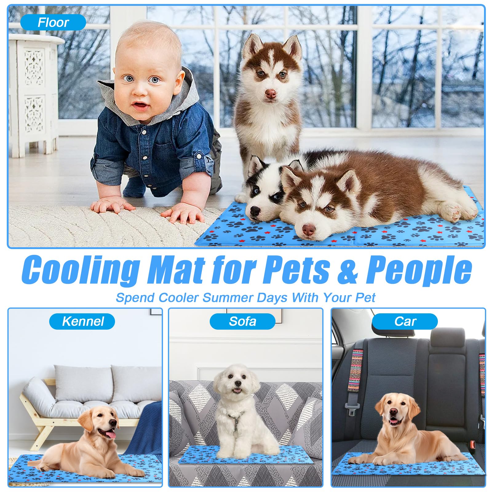 Tapis Rafraichissant Chien & Chat, 60×50cm Coussin Rafraichissant pour Chien, Tapis Refrigerant pour Animaux, Étanche et Facile à Nettoyer, Convient aux Petits et Grands Chien de Compagnie