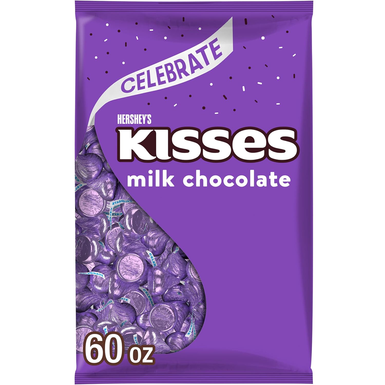 HERSHEY'S KISSES Milk Chocolate Candy Bulk Bag, 60 oz