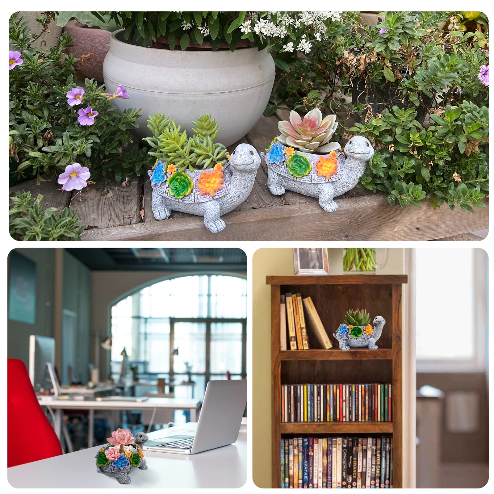 1 Lampe Solaire Décorative En Forme De Tortue Succulente, Ornements De Jardin Etanche Convient Pour Terrasse Balcon Lumiere Chaude 96626595