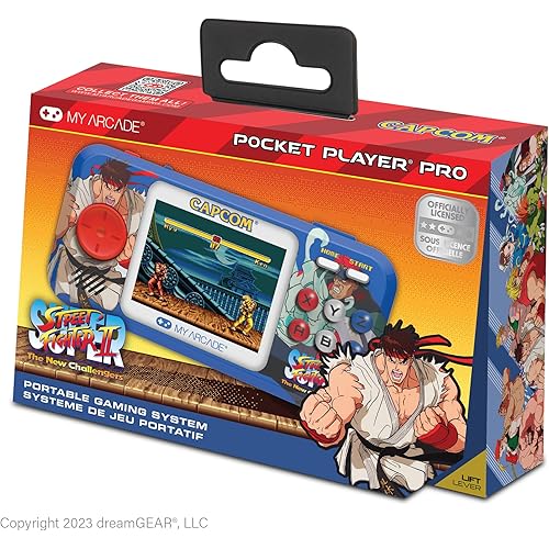 My Arcade Street Fighter II Pocket Player Pro: Capcom Officially Licensed Retro Handheld Game Consoles, 2 Games in 1, 2.75" Color Screen