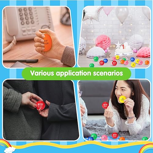 Miniatura 6 de Civaner 60 bolas motivacionales para el estrés a granel o para adultos, espuma suave, ligeras, suministros inspiradores para aliviar el estrés, la