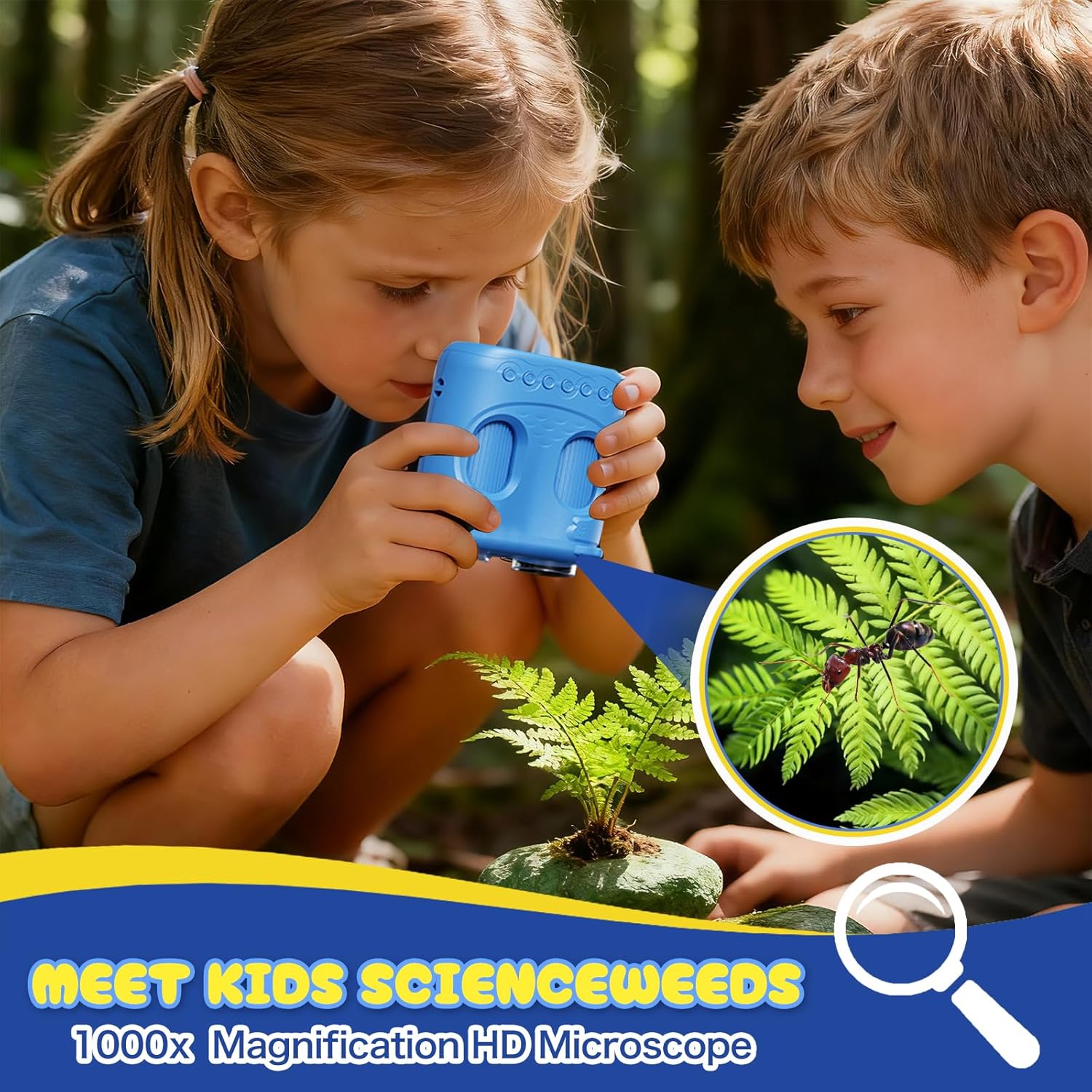 1000X Digital Handheld Microscope for Kids 2.0" IPS Screen Portable Rechargeable 1080P HD Video Photo Microscope Telescope Cute Owl STEM Toy for Boys Girls Age 3-6 6-12