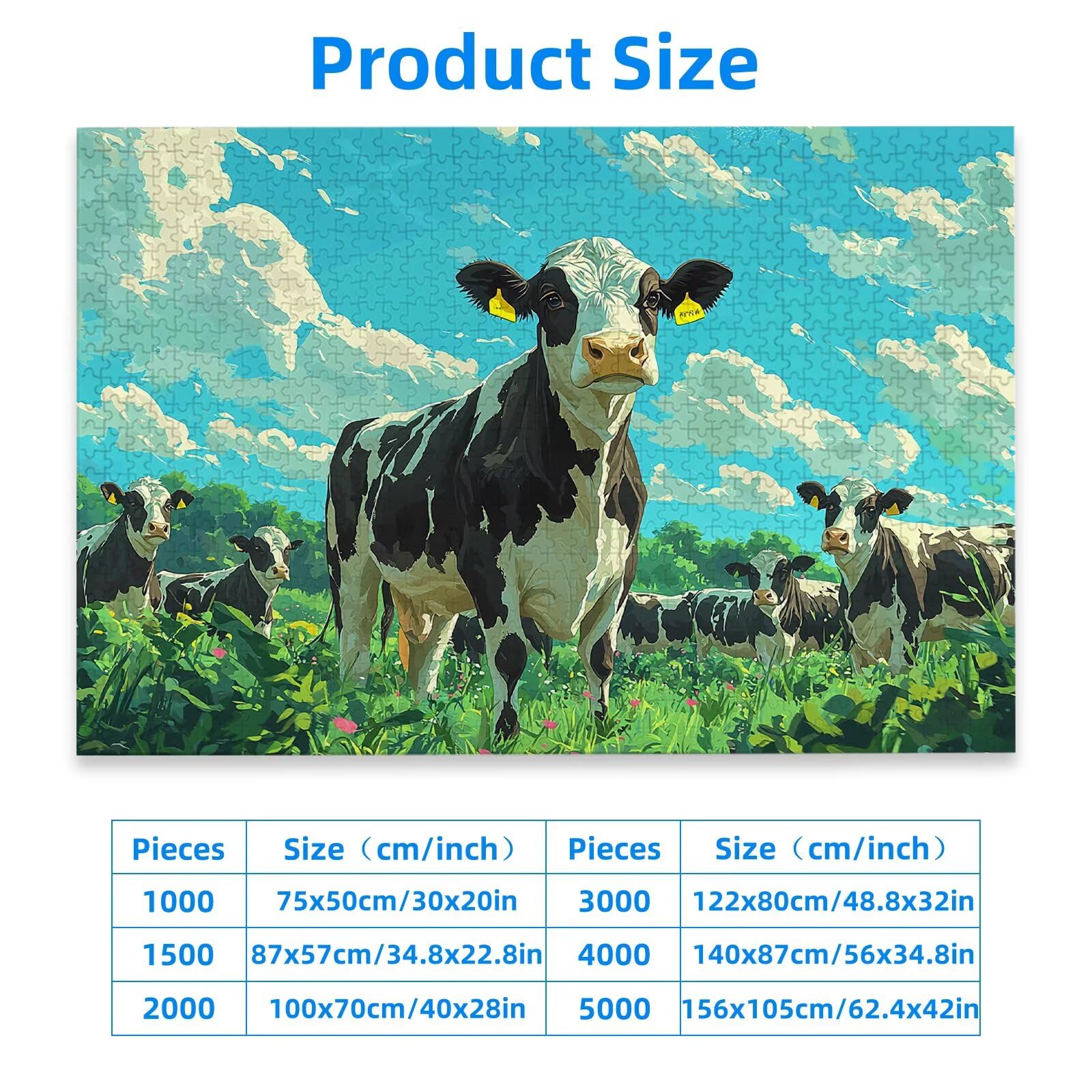 Puzzle 1500 Piezas, Puzzle Vaca con Caja para Adultos, DIY Animal Rompecabezas Madera para Adultos, 1500 Piezas Rompecabezas Desafiante, para Decoracion Hogar, Regalo Mujer, Regalo Hombres, -2046