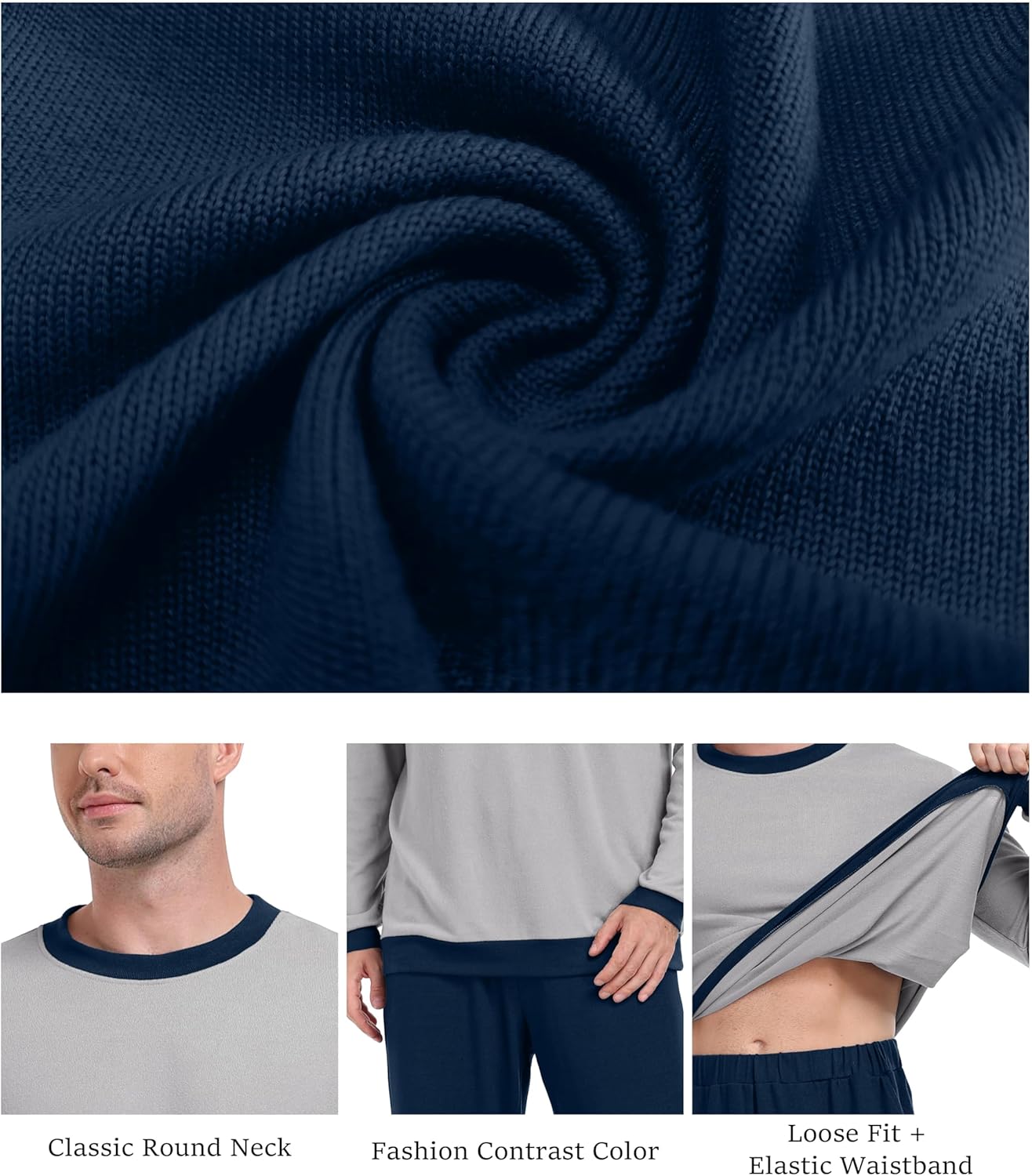 PrinStory Men's Pajama Sets Sleepwear Pjs Soft and Comfortable Nightwear Two Piece Loungewear with Pockets S-2XL - Image 4