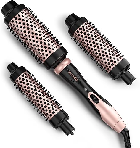 Miniatura 7 de Terviiix Juego de cepillos térmicos 3 en 1, varita rizadora de cerámica, cepillo caliente de calentamiento rápido, 3 rizadores de viaje