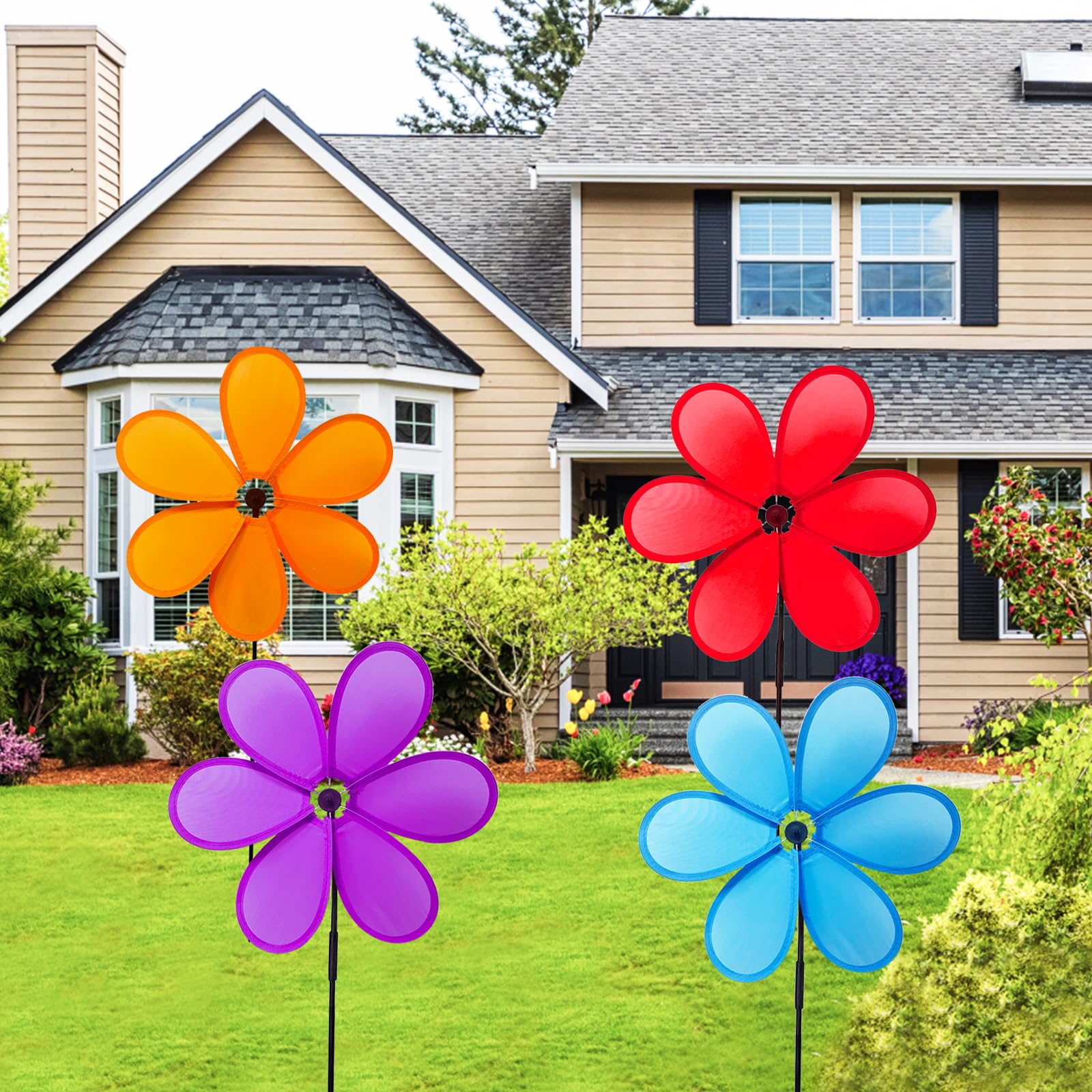 Garden partyプリン Amazon.com: 4pcs Flower Wind Spinner Garden Pinwheels 11.8 inch