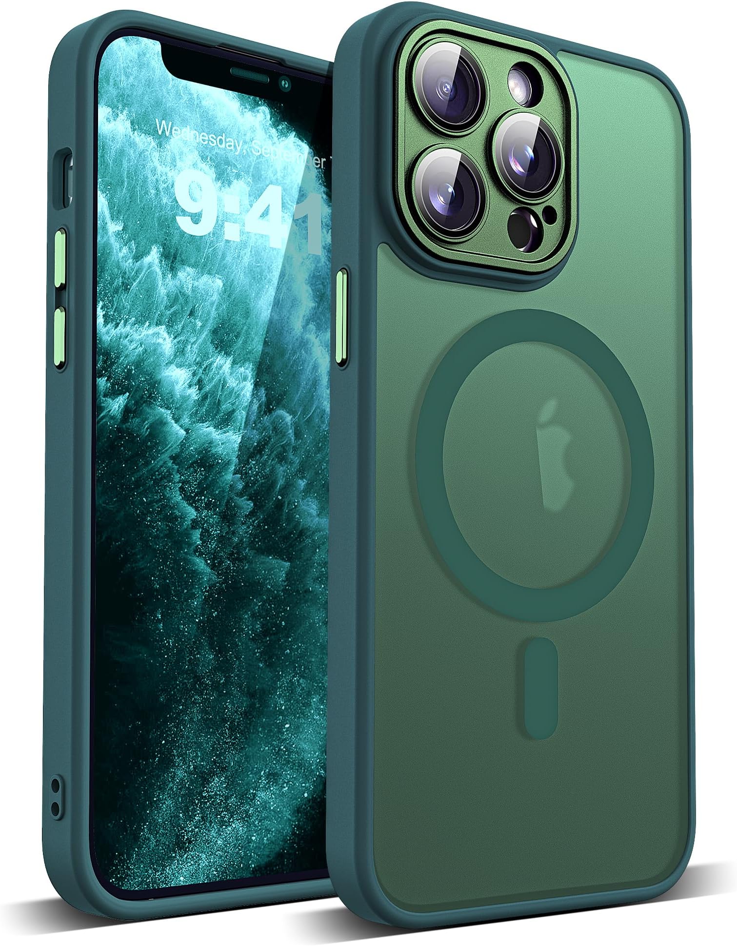 Compatible with iPhone 11 Pro Case with Built-in Camera Lens Protectors Translucent Magnetic 11 Pro Phone Case 5.8" [Compatible with Mag-Safe][Great Grip Feeling], Green