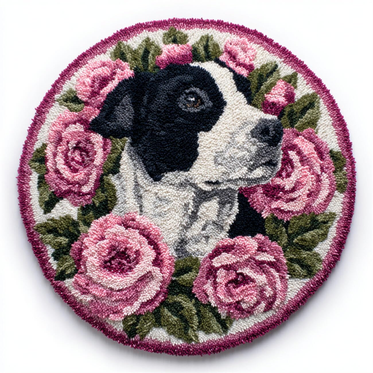 Kitquiver Dog Animal Latch Hook Kits Dogs and Flowers DIY for Kids and Adults Gift for Family Friends Needlework Crafts Cute Gifts 50x50cm