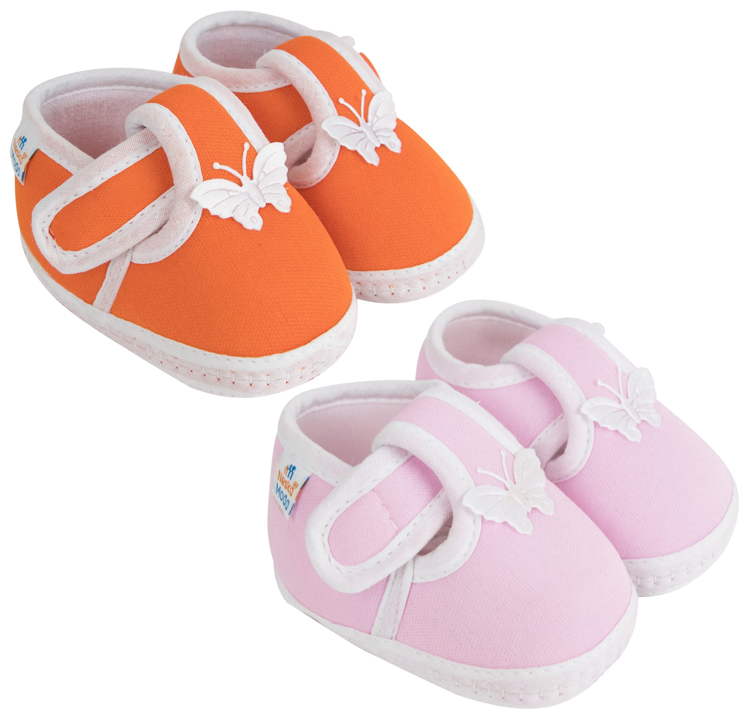neska moda Set Of 2 Pair Unisex Baby Booties for 6 to 12 Months (Pink,Orange)-picture-18