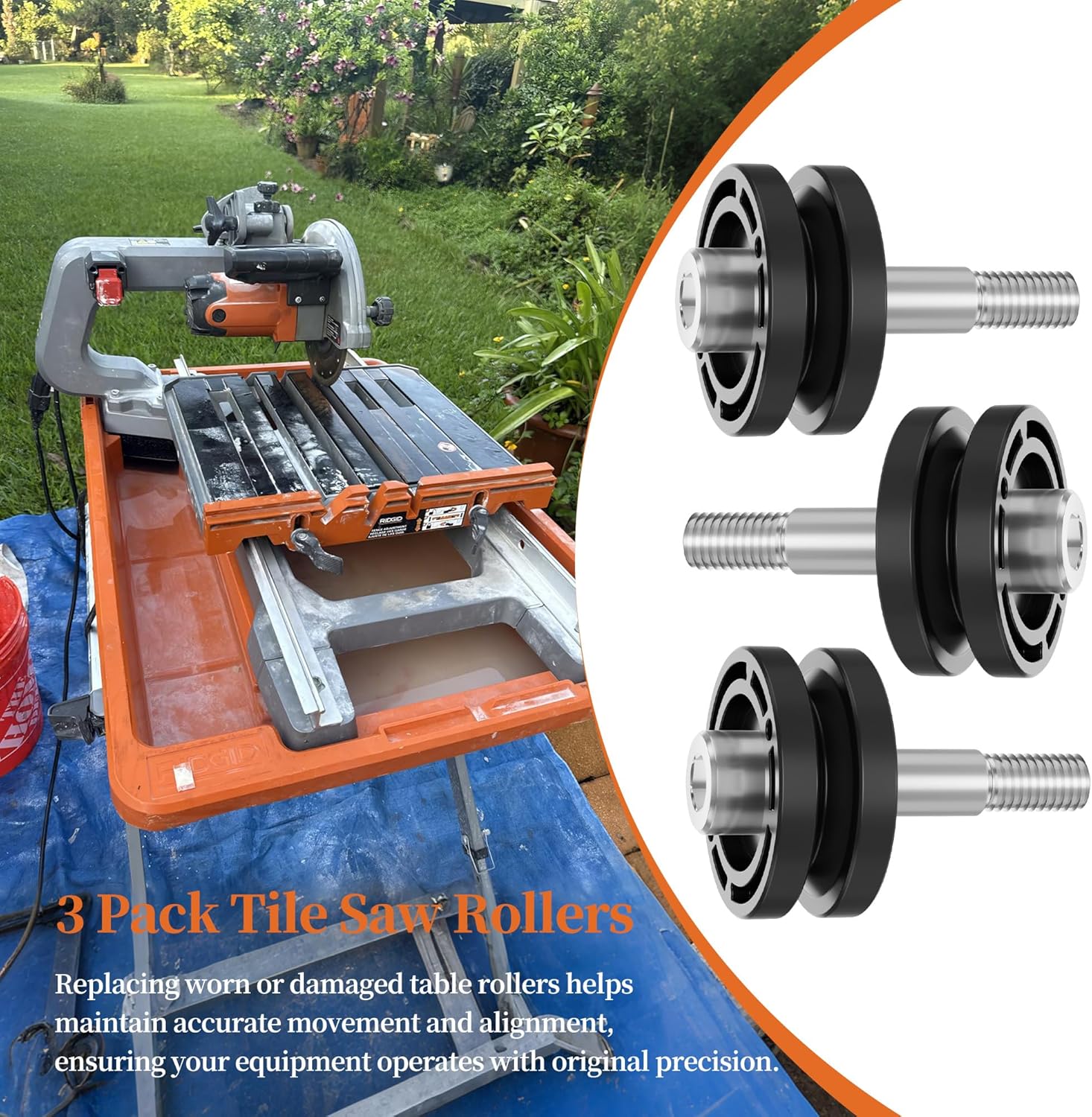 3-Pack 305784005 Table Roller Replacement for Ryo-bi Tile Saw Roller, Fits 7" Tile Saw R4030 R4031 R4030S R4031S R40311