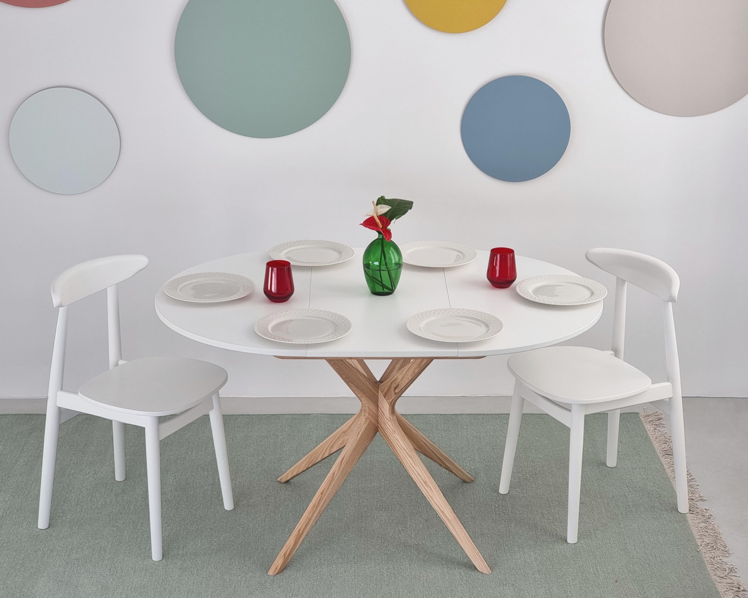 RAGABA Tavolo da pranzo rotondo allungabile 90cm Jubi Corallo scuro