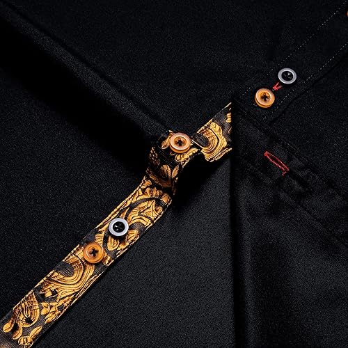 Miniatura 6 de DiBanGu Camisa casual de manga larga con botones para hombre, cuello de ajuste regular