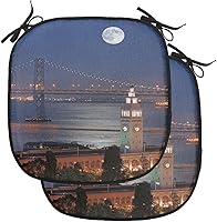 Vista 80 de Lunarable USA Chair Cushion Pad, American Cities Skylines Metropolis Architecture Sketch Style Hand Drawn Art Print, Seat Padding for Kitchen &