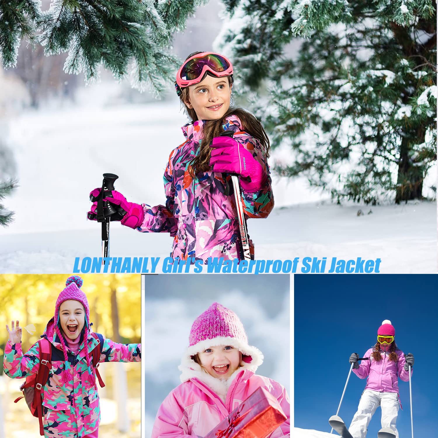 Chaqueta de esquí impermeable para niños y niñas, chaqueta de snowboard con capucha desmontable