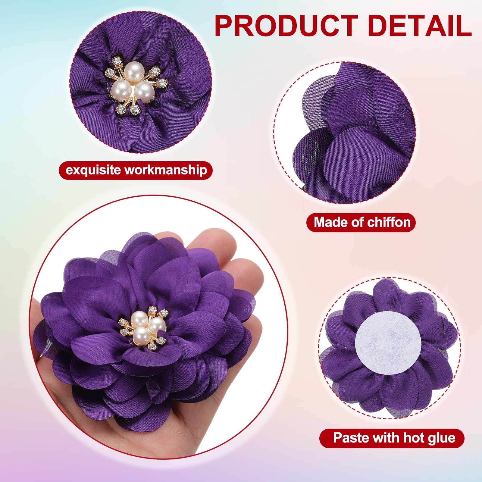 PATIKIL 3.15 Inch Chiffon Flowers - Image 3