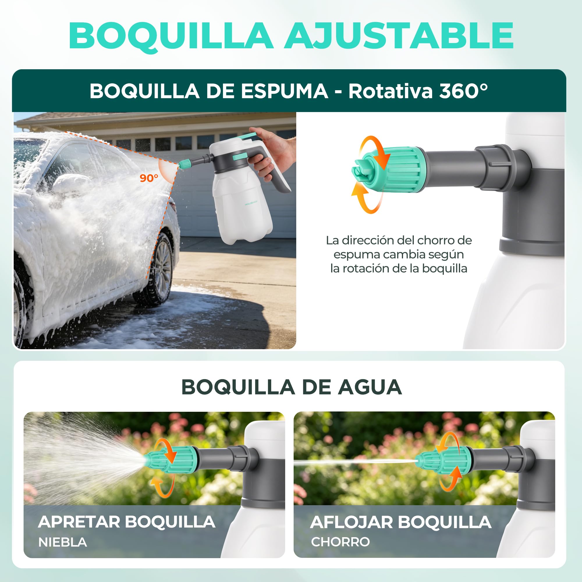 HAUSHOF Espumador Eléctrico para Coche 1,8L, Pulverizador de Espuma 2 en 1