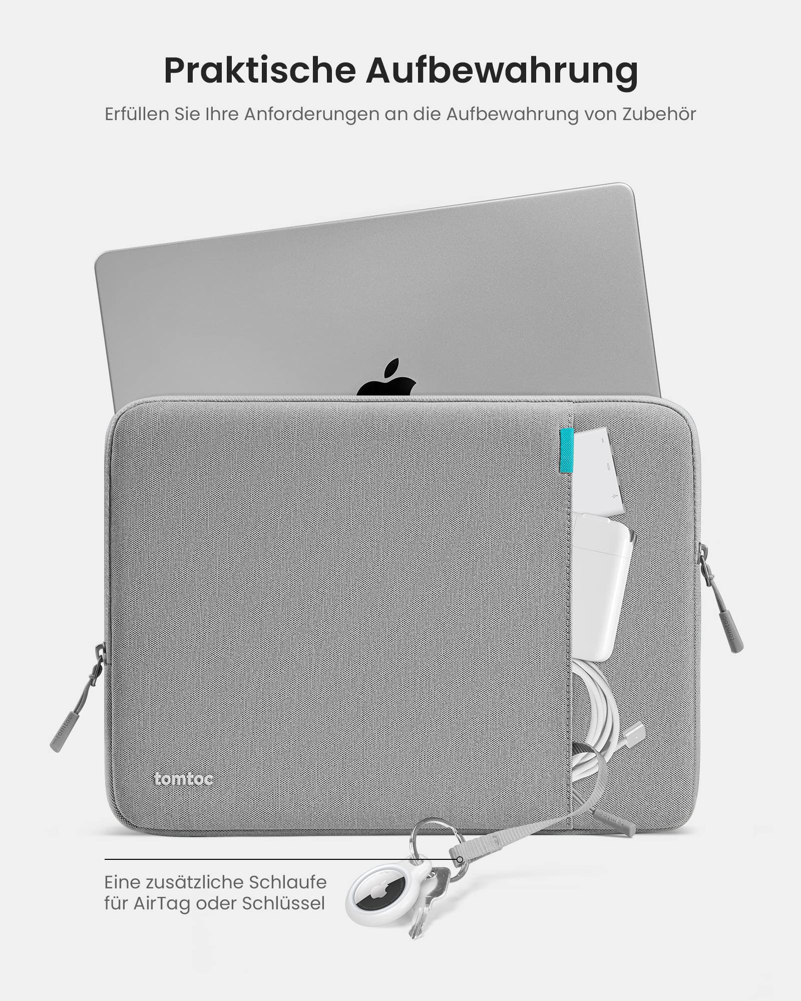 Wasserdichte Laptop-Hülle Für 16 Zoll MacBook Pro (M3/M2/M1, 2023-2019) – Stoßfest, Grau, Mit Zubehörtaschen