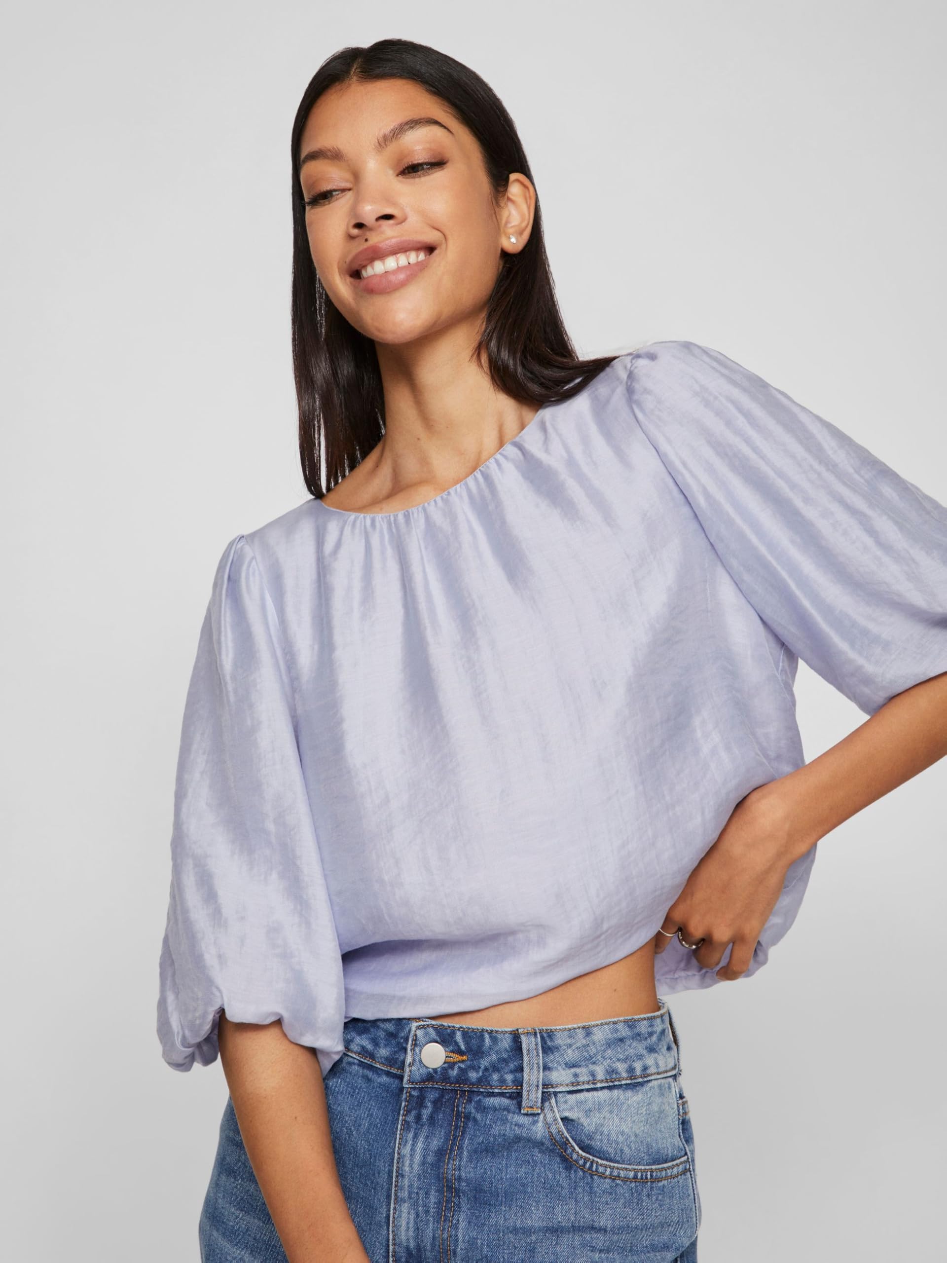 Vila Short Sleeved Top Back Tie