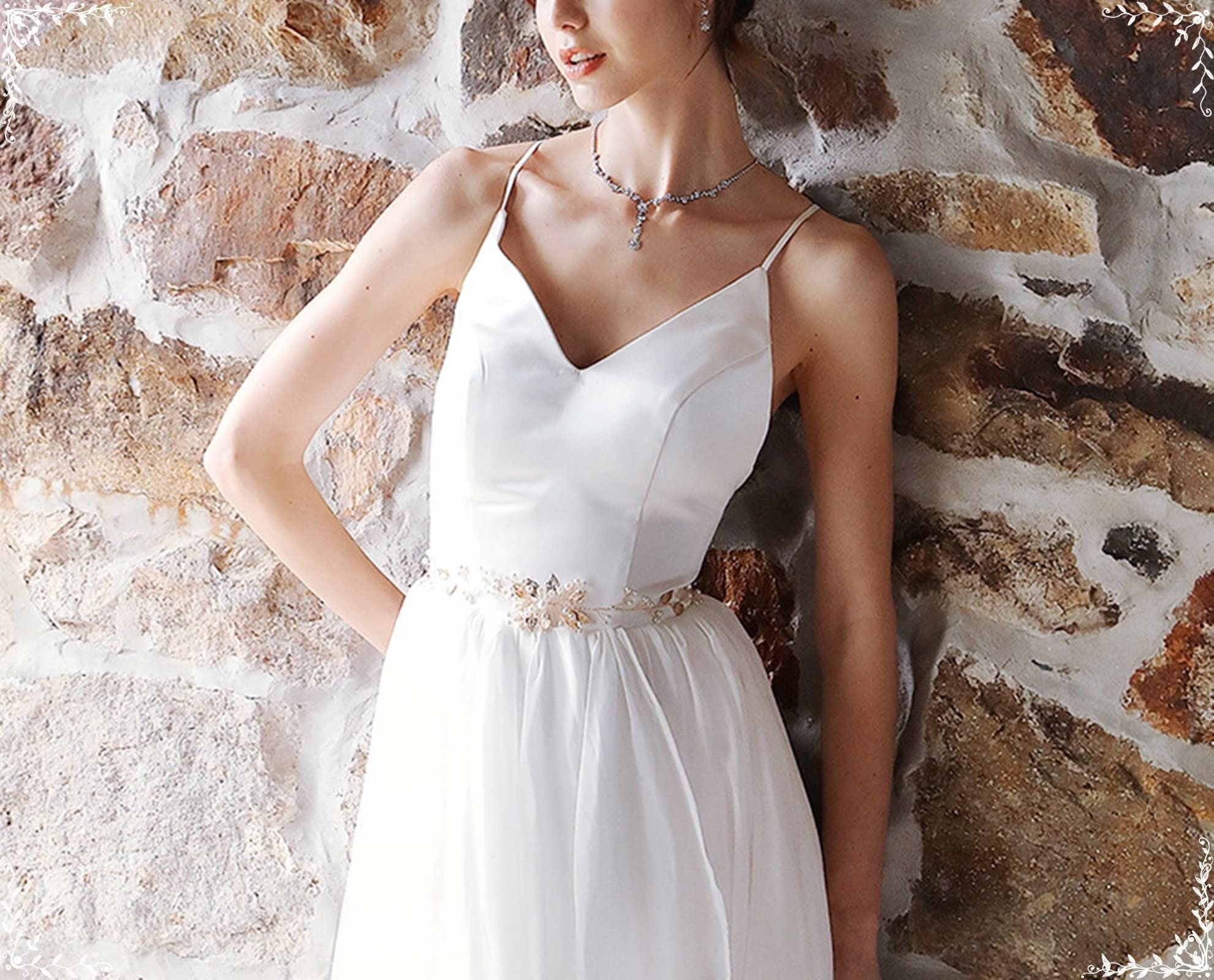 Catena per cintura di perle, collana con catene per il corpo Collana con foglia d'oro Catena per vita con perle Catena per vita Rotondo bianco 18 pollici (46 cm) Gioielli per il corpo per le donne
