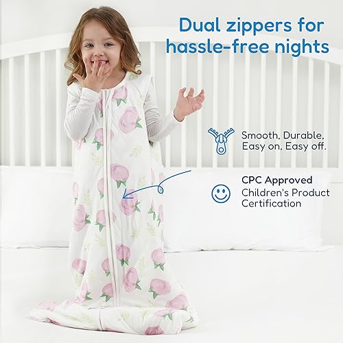 Miniatura 5 de TotAha Saco de dormir para niños pequeños, 1.0 TOG, manta acolchada suave con cremalleras seguras de 2 vías para todas las estaciones