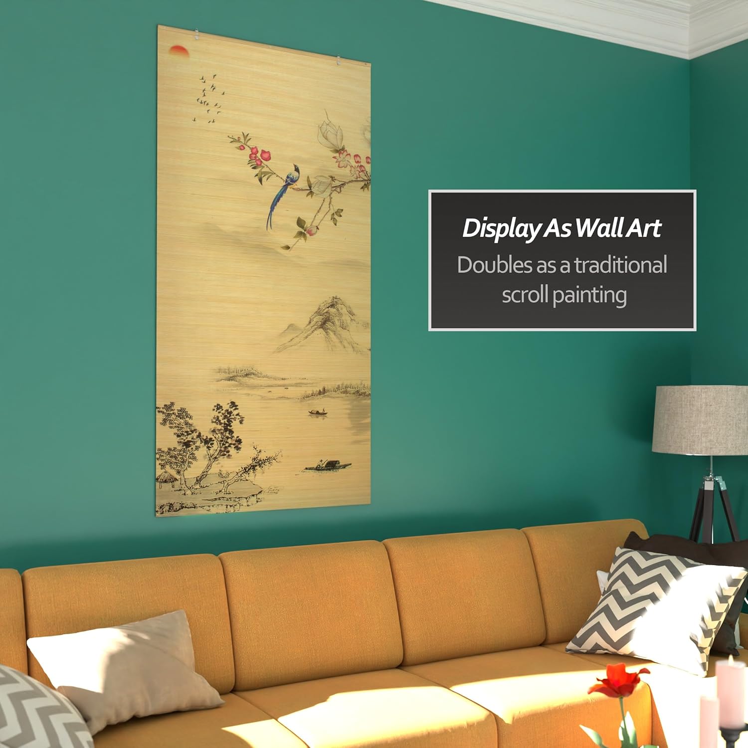 Red Lantern Bamboo Window Shade Blind - Rising Sun 36" Wide