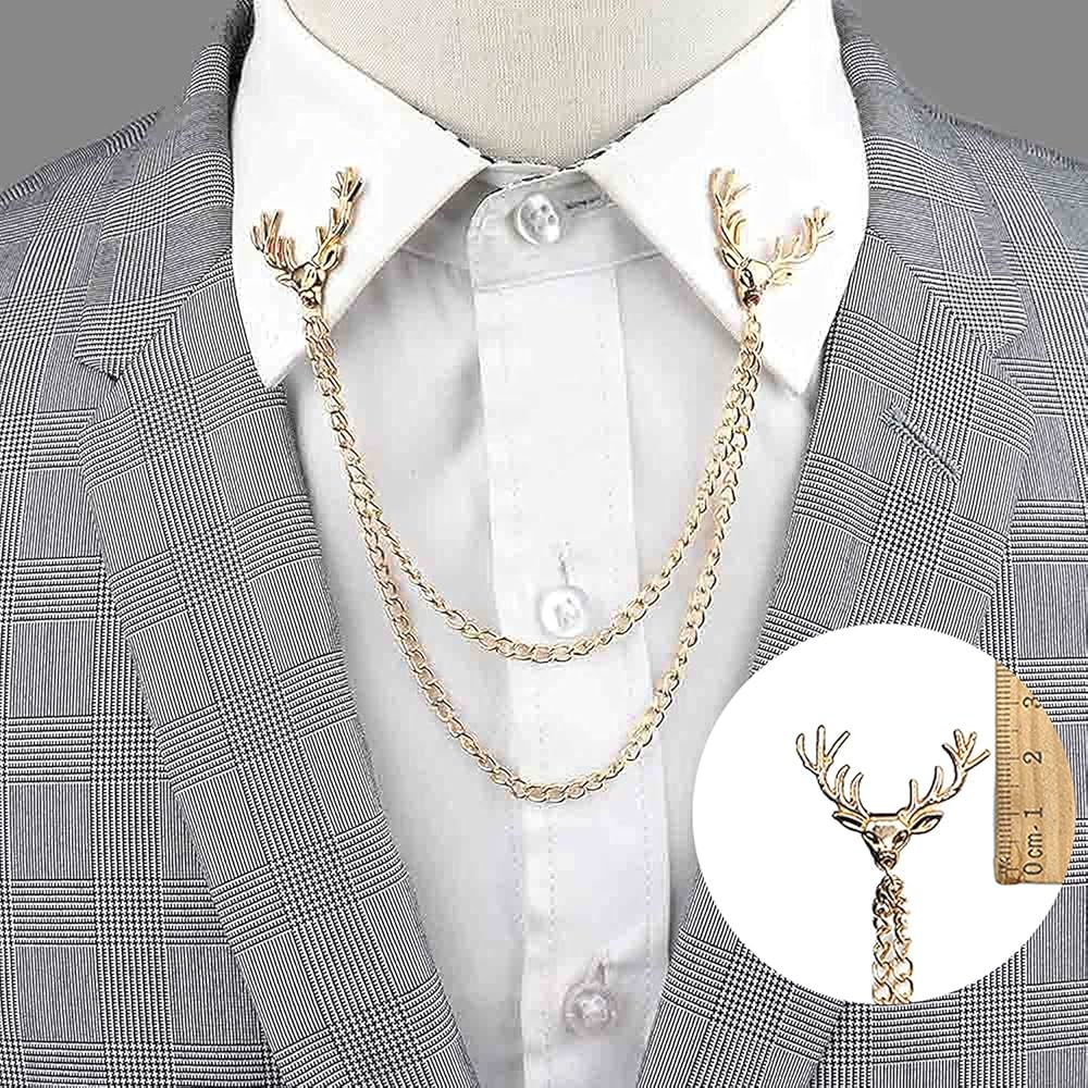 Amazon.co.jp: 男性女性シャツ襟タッセルチェーンラペルピンブローチ