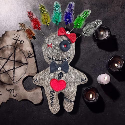 Miniatura 7 de Divertida muñeca vudú con alfileres de calavera emplumada, juguete único para aliviar el estrés y regalo divertido para adultos y adolescentes que