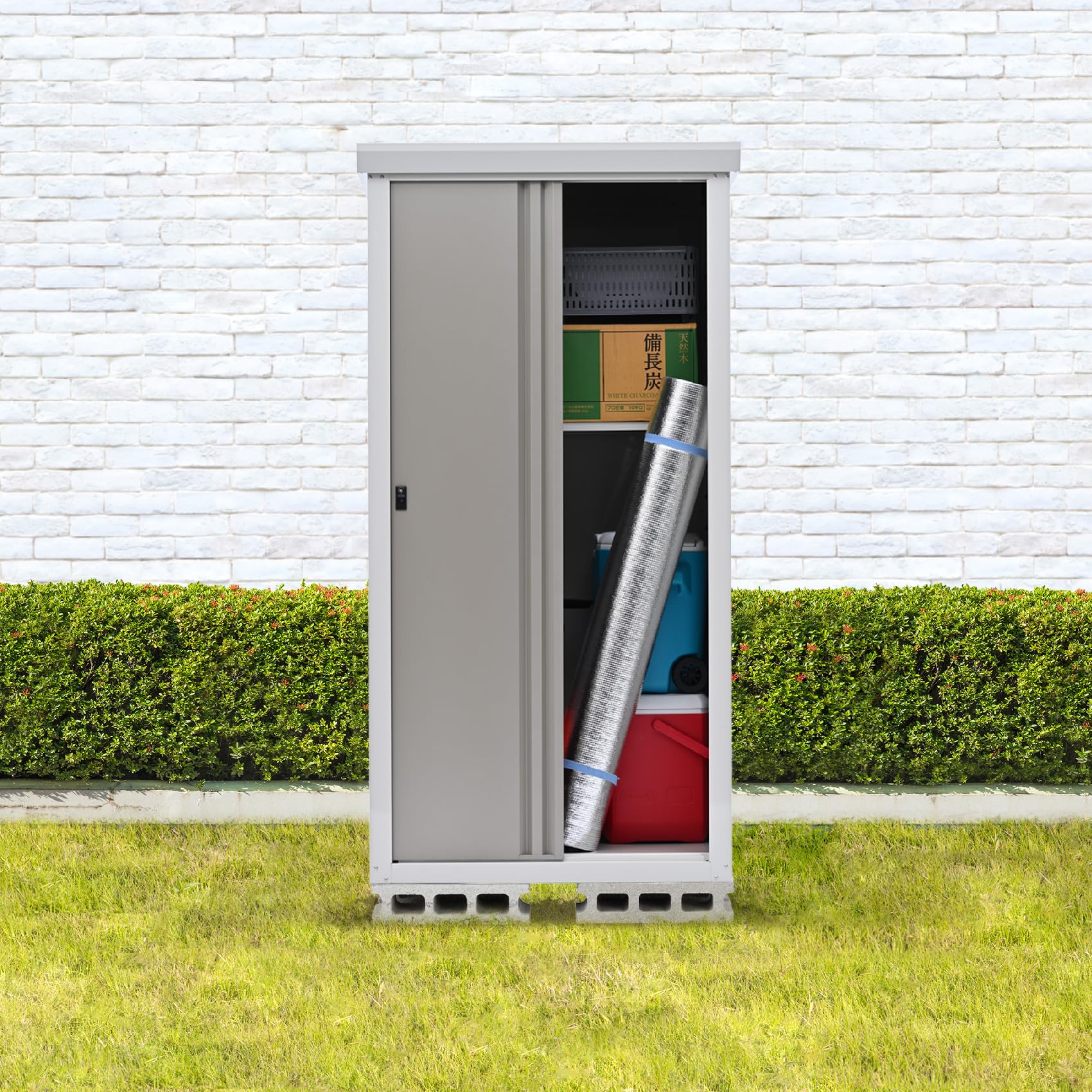 Amazon | グリーンライフ 物置 屋外 大型【日本製】棚板1枚・鍵付き