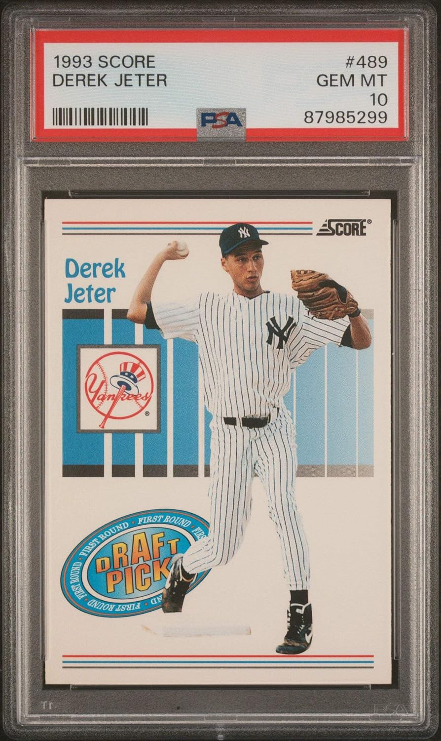 Graded 1993 Score Derek Jeter #489 Rookie RC Baseball Card PSA 10 Gem Mint