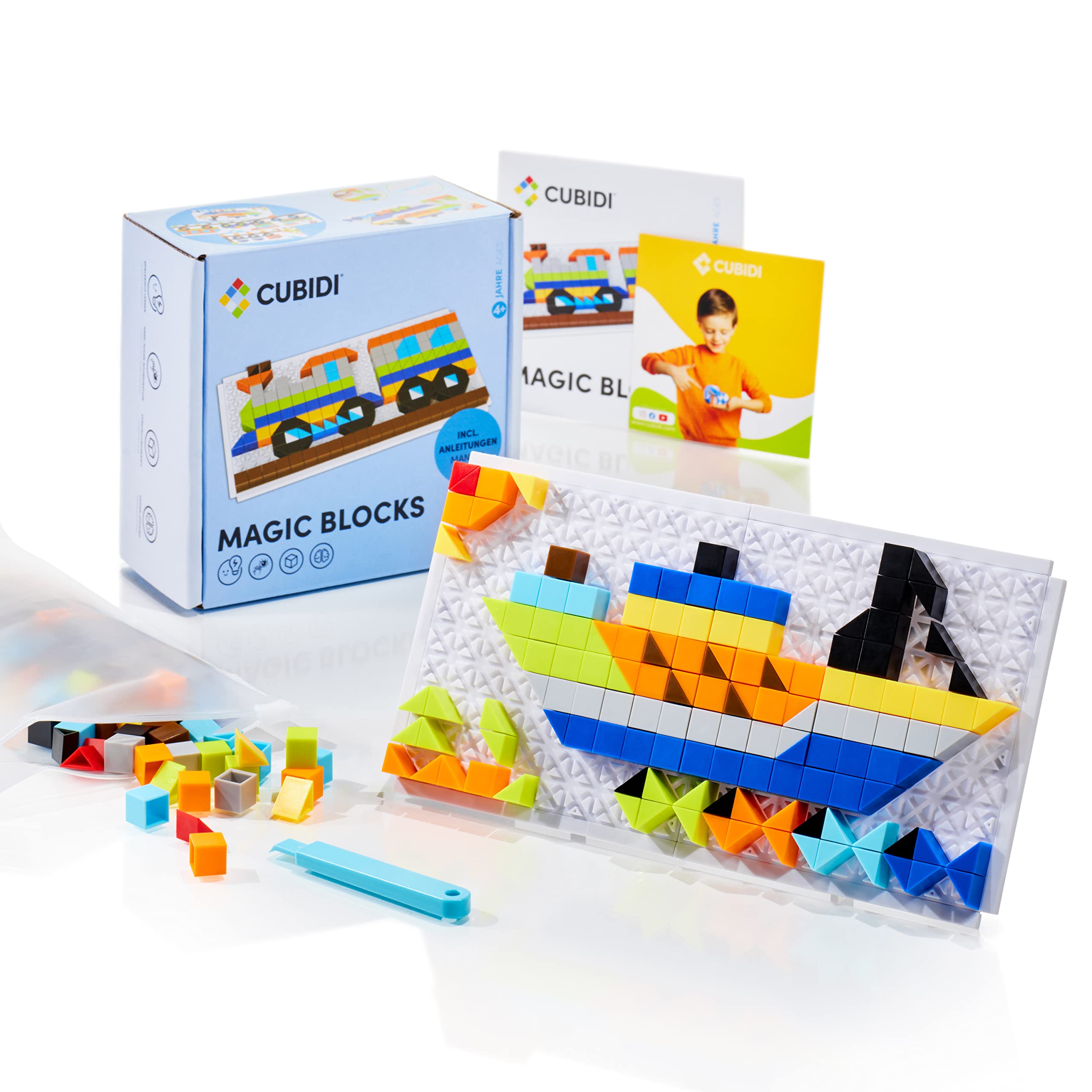 CUBIDI Original Mosaic Game - Funny Vehicles Edition, Creative Plug-in Game for Children from 3 Years, Exciting Toy for Boys and Girls, Educational Toy to Promote Imagination