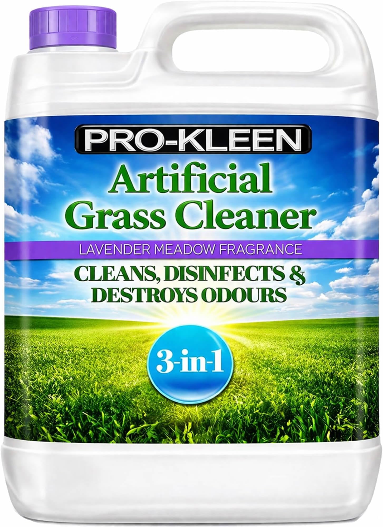 Pro-Kleen Artificial Grass Cleaner - Perfect for Homes with Dogs - Cleans and Deodorises Astro Turf, Leaves a Lavender Fragrance - 5 Litre Super Concentrate: Makes 15 Litres, Purple