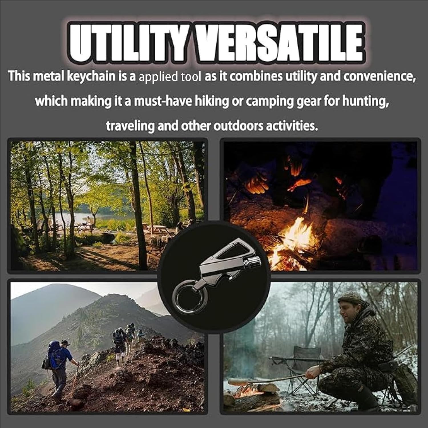 Retro Keychain Kerosene Lighter with Permanent Matches, Windproof and Waterproof, Portable Multifunctional Metal lighters, Suitable for Camping, Hiking, Outdoor Survival(Cp4)