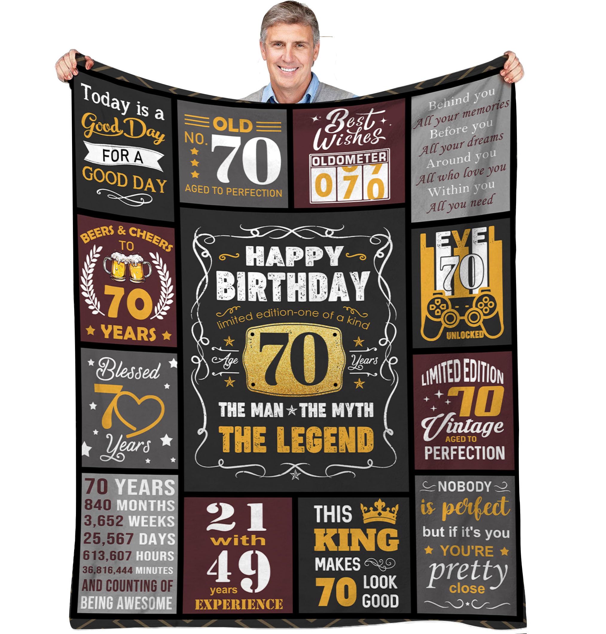 ATOurDealss 70th Birthday Gifts for Men,Best Gifts for 70 Year Old Man,Meaningful 70th Birthday Gifts,70 Year Old Birthday Gifts for Men,Mens 70th Birthday Gift Ideas for Dad Blanket 50x60