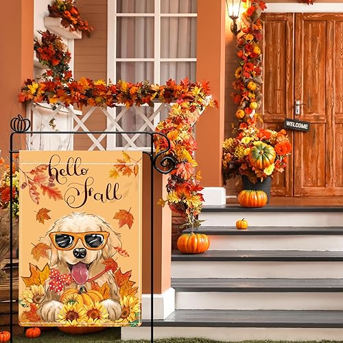 Miniatura 2 de Banderas de jardín para el día de Acción de Gracias para exteriores, bandera de otoño de 28 x 40 pulgadas, de doble cara, bandera rústica de cosecha