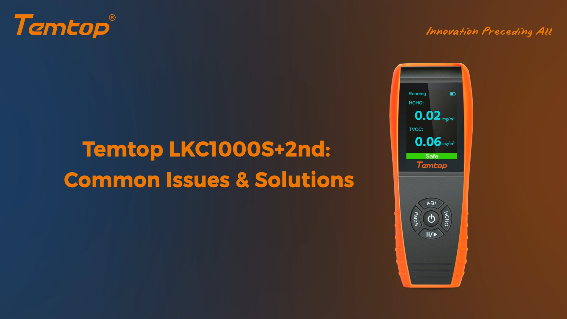 Temtop 8-in-1 Air Quality Monitor - Detects PM2.5/PM10, AQI, HCHO, Temp & Humidity