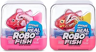 Robo Alive Robo Fish Series 2 Robotic Swimming Fish, 2 Pack, Hot Pink and Pink Fishes, Swims in Multiple Directions, Battery Powered, Toy Fish, Pool Toy