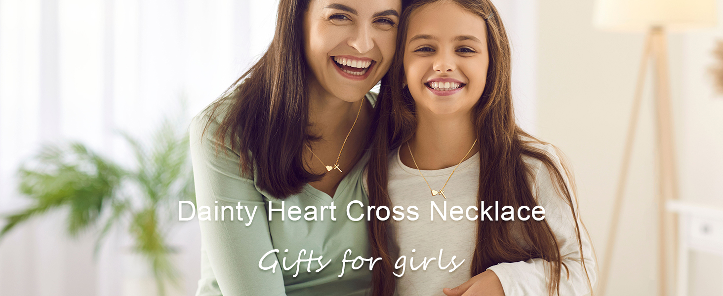WEDDINEN First Communion Confirmation Baptism Jewelry Gifts for Teens Girls Kids,Cross Heart Necklace for Women Girls Christian Religious Stuffers Jewelry Gifts for Kids
