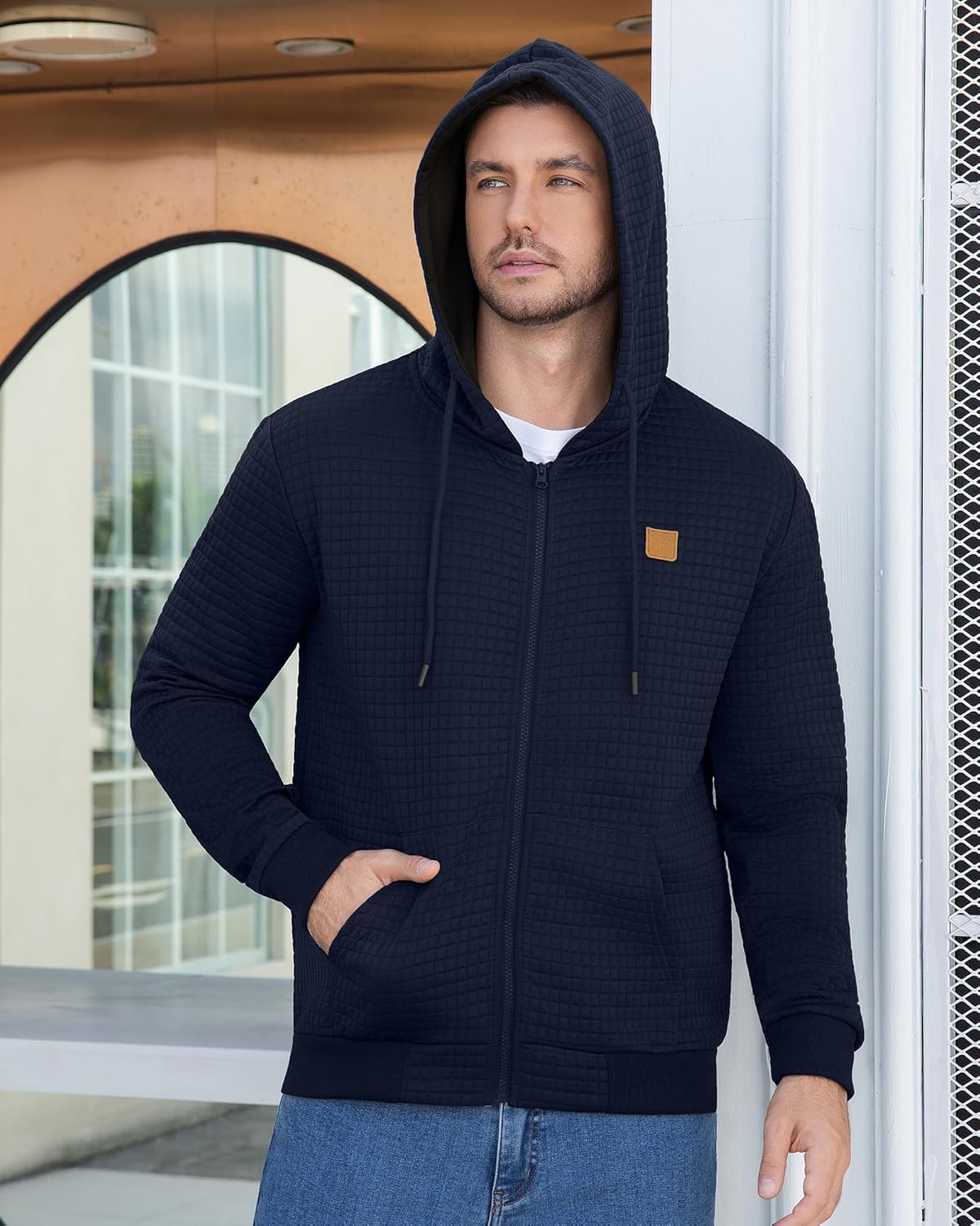 Aiyino Men's Zip Up Hoodie Lightweight Hooded Sweatshirt Jackets With Kanga Pocket - Image 3