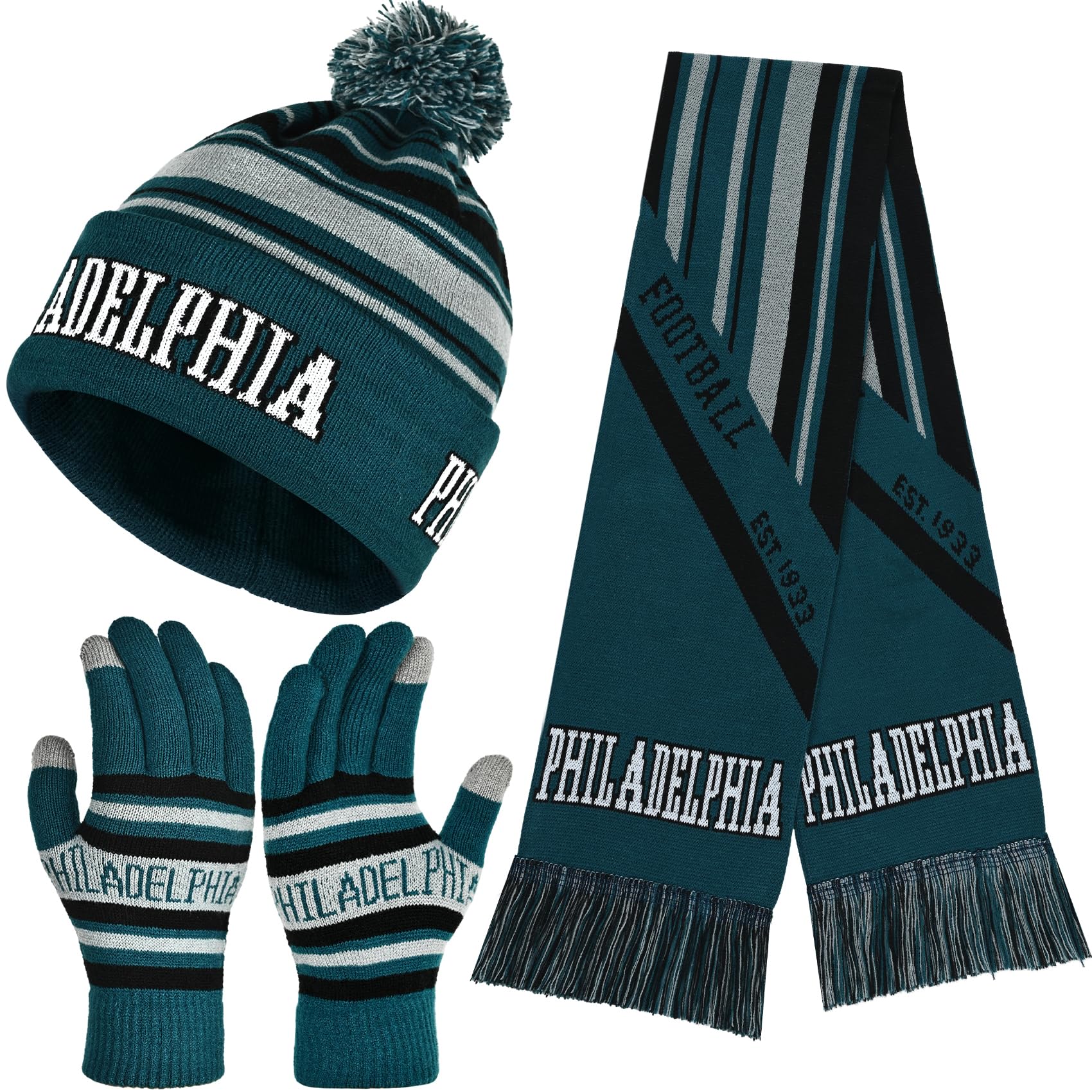 Vintage Classic Skull Cap Beanie Hat Cuffed Winter Hat Knit Comes with Warm Gloves Scarf Gifts for Men Women Fans