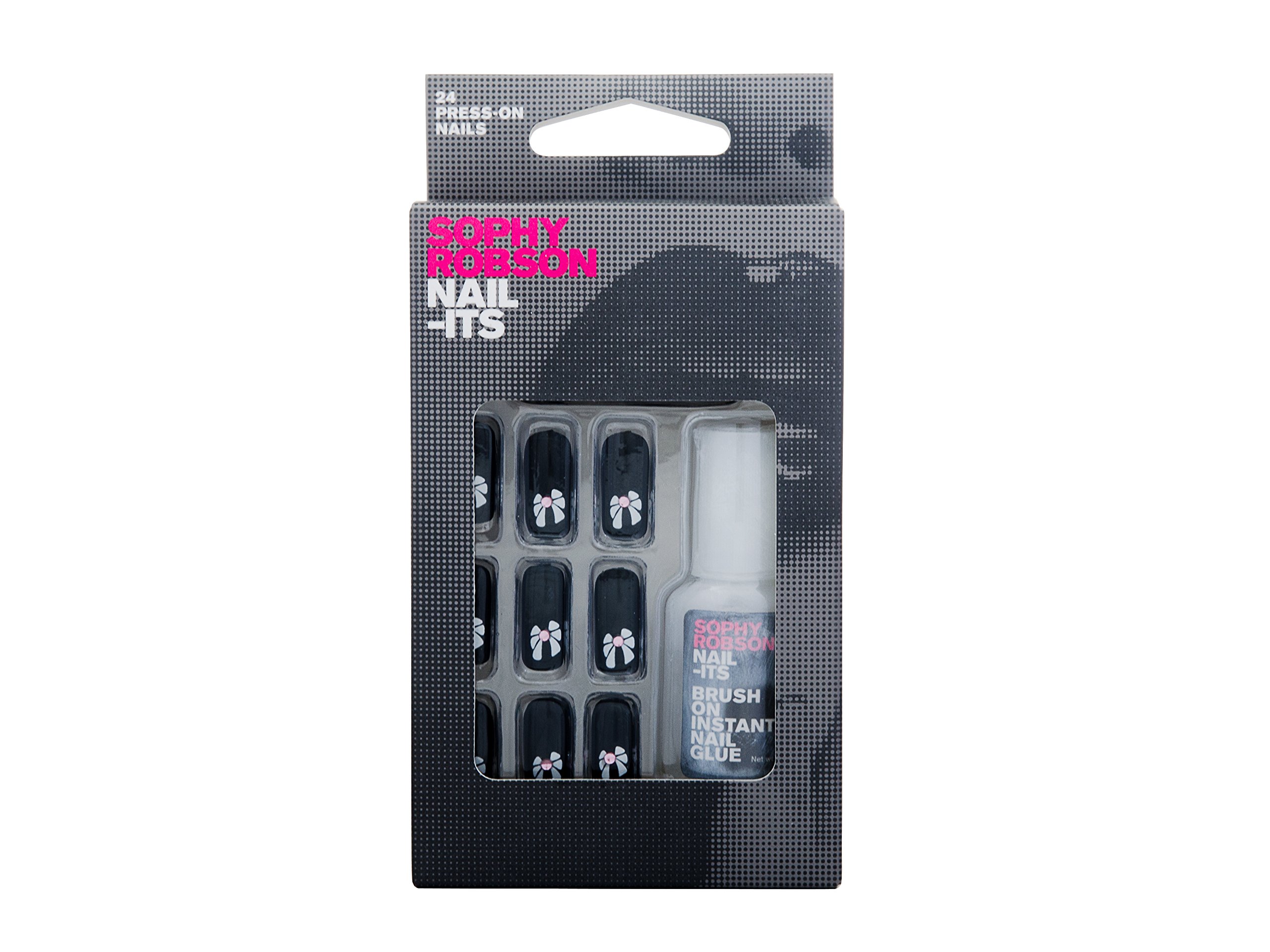 Sophy Robson Nail-Its False Bow Press-On Nails, Black, 24-Piece